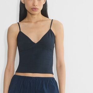 BCBG MAXAZRIA Chill Angelina Sweetheart Adjustable Strap Black Tank Top/Camisole